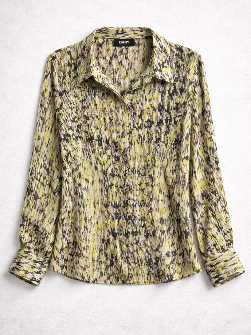 NWT DKNY Button-Up Blouse Size XL – Abstract Print Long Sleeve Top Blouse